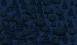 Size: 1935x1151 | Tagged: safe, oc, oc:hunter deer, deer, pony, bush, forest, game screencap, hunter, night, pony town, solo, tree