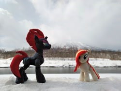 Size: 2080x1560 | Tagged: safe, artist:hihin1993, tempest shadow, oc, oc:poniko, japan, mountain, plushie, snow