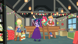 Size: 1362x768 | Tagged: safe, artist:starman1999, edit, edited screencap, screencap, apple bloom, applejack, big macintosh, granny smith, sci-twi, twilight sparkle, equestria girls, clothes, converse, long skirt, shoes, skirt