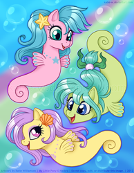 Size: 550x708 | Tagged: safe, artist:patchwerk-kw, sea poppy, oc, sea pony, seapony (g4), g1, g1 to g4, generation leap