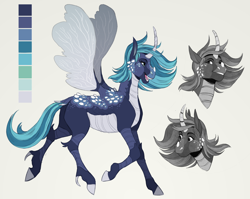 Size: 2744x2185 | Tagged: safe, artist:sutexii, oc, oc only, changedling, changeling, changepony, hybrid, female, horn, interspecies offspring, offspring, parent:queen chrysalis, parent:shining armor, parents:shining chrysalis, simple background, smiling, solo, spread wings, trotting, wings