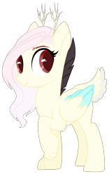 Size: 1298x2076 | Tagged: safe, artist:sweet-psycho-uwu, oc, oc only, hybrid, female, interspecies offspring, offspring, parent:discord, parent:fluttershy, parents:discoshy, simple background, solo, transparent background