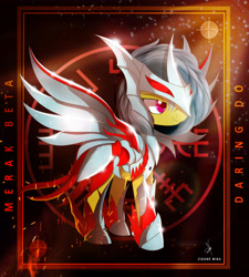 Size: 4300x4770 | Tagged: safe, artist:zidanemina, daring do, pegasus, pony, absurd resolution, anime, armor, crossover, female, mare, metal wing, saint seiya, smiling, solo