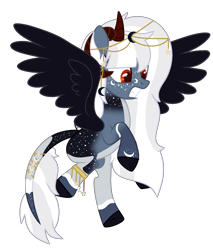 Size: 1577x1853 | Tagged: safe, artist:rukemon, oc, oc:lunari, pegasus, pony, female, horns, mare, simple background, solo, transparent background