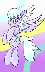 Size: 1400x2200 | Tagged: safe, artist:notadeliciouspotato, cloudchaser, pegasus, pony, abstract background, cutechaser, female, flying, looking back, mare, solo, spread wings, wings