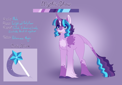 Size: 3500x2454 | Tagged: safe, artist:clay-bae, oc, oc:mythic show, pony, unicorn, male, offspring, parent:party favor, parent:twilight sparkle, parents:twifavor, reference sheet, solo, stallion