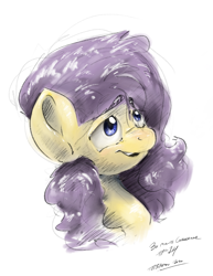 Size: 2550x3300 | Tagged: safe, artist:th3ipodm0n, fluttershy, pegasus, pony, bust, female, mare, portrait, simple background, smiling, solo, traditional art, white background