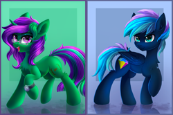 Size: 3999x2651 | Tagged: safe, artist:atlas-66, oc, oc only, oc:buggy code, pegasus, pony, unicorn, female, male, mare, oc needed, stallion