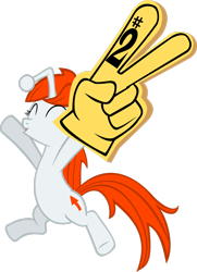 Size: 2082x2880 | Tagged: safe, artist:videogamesizzle, oc, oc only, oc:karma, pony, unicorn, cheering, cutie mark, female, foam finger, mare, ponified, reddit, simple background, solo, transparent background, upvote, vector