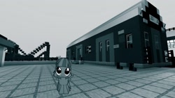 Size: 1334x750 | Tagged: safe, artist:cheezedoodle96, edit, editor:topsangtheman, wind sprint, pegasus, pony, grayscale, looking at you, minecraft, monochrome, new york city subway