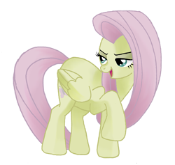 Size: 2177x2065 | Tagged: safe, artist:manhunterj, fluttershy, pegasus, pony, discorded, flutterbitch, simple background, solo