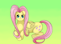 Size: 3510x2550 | Tagged: safe, artist:manhunterj, fluttershy, pegasus, pony, blushing, female, mare, simple background, solo