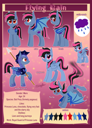 Size: 1000x1400 | Tagged: safe, artist:unisoleil, oc, oc:flying rain, bat pony, pony, armor, female, filly, mare, night guard armor, reference sheet, solo, spear, weapon