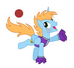 Size: 1697x1557 | Tagged: safe, artist:darbypop1, oc, oc:harmony star, alicorn, pony, 2 4 6 greaaat, alicorn oc, ball, cheerleader outfit, clothes, male, simple background, solo, stallion, transparent background