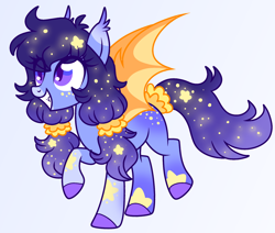 Size: 1416x1203 | Tagged: safe, artist:unicorn-mutual, oc, bat pony, pony, base used, bat pony oc, colored hooves, ethereal mane, female, mare, simple background, solo, starry mane