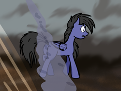 Size: 1200x900 | Tagged: safe, artist:alltheworldbronyf, oc, oc:giovannylopez, pegasus, pony, back, light, sky, smoke, solo