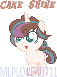 Size: 678x910 | Tagged: safe, artist:mlplover0711, oc, oc only, oc:cake shine, pony, base used, female, filly, next generation, offspring, parent:pound cake, parent:princess flurry heart, parents:poundflurry, simple background, solo, unicorn oc, watermark