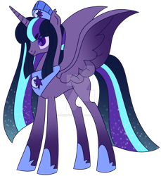 Size: 1280x1400 | Tagged: safe, artist:unicorn-mutual, midnight sparkle, twilight sparkle, twilight sparkle (alicorn), alicorn, pony, equestria girls, alternate universe, deviantart watermark, equestria girls ponified, obtrusive watermark, ponified, simple background, solo, transparent background, watermark