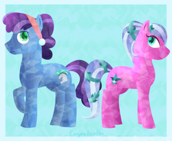 Size: 1100x900 | Tagged: safe, artist:enigmadoodles, atticus, elbow grease, paradise (crystal pony), crystal pony, pony
