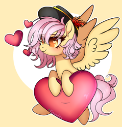 Size: 3200x3342 | Tagged: safe, artist:2pandita, artist:starshade, oc, oc only, oc:mistsuki, pegasus, pony, female, hat, heart, mare, solo