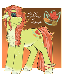 Size: 2500x3000 | Tagged: safe, artist:jeshh, oc, oc:willow wind, earth pony, pony, high res, magical lesbian spawn, male, offspring, parent:applejack, parent:tree hugger, parents:treejack, solo, stallion