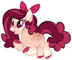 Size: 1735x1446 | Tagged: safe, artist:moshiitomo, oc, earth pony, pony, base used, bow, colored hooves, female, freckles, hair bow, magical lesbian spawn, mare, offspring, outline, parent:apple bloom, parent:diamond tiara, parents:diamondbloom, simple background, solo, transparent background