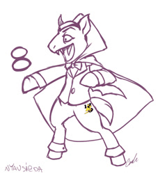 Size: 662x728 | Tagged: safe, artist:vertizontal, pony, /mlp/, 8, count von count, crossover, drawthread, ponified, sesame street, solo