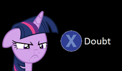 Size: 2465x1440 | Tagged: safe, twilight sparkle, pony, doubt, female, l.a. noire, letter, mare, meme, press x to doubt