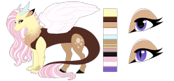 Size: 4500x2100 | Tagged: safe, artist:gigason, oc, oc:freya, draconequus, hybrid, female, interspecies offspring, offspring, parent:discord, parent:fluttershy, parents:discoshy, reference sheet, simple background, solo, transparent background