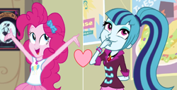 Size: 1880x960 | Tagged: safe, pinkie pie, sonata dusk, better together, equestria girls, fluttershy's butterflies, rainbow rocks, female, heart, lesbian, pinata (ship), shipping, shipping domino