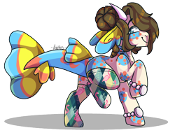 Size: 1184x912 | Tagged: safe, artist:bubble-trouble-owo, oc, oc:guppy, original species, clothes, female, fish tail, horns, mare, simple background, socks, solo, transparent background