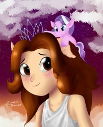 Size: 720x890 | Tagged: safe, artist:lazuli_drawner, diamond tiara, human, pony, andrea arruti, rest in peace, voice actor