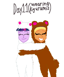 Size: 3000x3589 | Tagged: safe, artist:bigpurplemuppet99, saffron masala, twilight sparkle, bear, equestria girls, 30 day otp challenge, clothes, costume, equestria girls-ified, female, kigurumi, lesbian, polar bear, shipping, twiffron