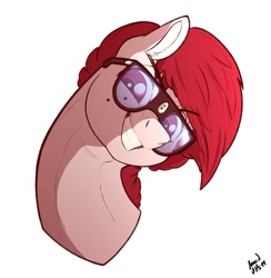 Size: 1306x1339 | Tagged: safe, artist:amazin-a, oc, oc only, oc:dbpony, pony, bust, glasses, head tilt, looking at you, male, simple background, smiling, solo, stallion, white background