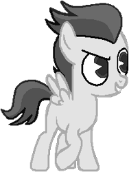 Size: 214x285 | Tagged: safe, artist:drypony198, rumble, pegasus, pony, black and white, black and white cartoon, colt, cute, grayscale, male, monochrome, rumblebetes, simple background, solo, transparent background