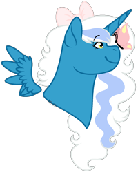 Size: 1170x1461 | Tagged: safe, artist:kindzaart, oc, oc only, oc:fleurbelle, alicorn, butterfly, alicorn oc, bow, female, golden eyes, hair bow, happy, mare, side view, simple background, smiling, solo, transparent background