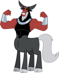 Size: 4080x5000 | Tagged: safe, artist:fercho262, lord tirek, centaur, the beginning of the end, cloven hooves, flexing, grin, high res, horns, male, nose piercing, nose ring, piercing, shackles, simple background, smiling, solo, stronk, transparent background, vector