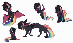 Size: 5110x3003 | Tagged: safe, artist:little-sketches, oc, oc:ayaka, bat pony, draconequus, pegasus, pony, alternate design, eye clipping through hair, female, mare, simple background, sketch, sketch dump, solo, white background