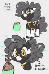 Size: 843x1280 | Tagged: safe, artist:mt, oc, oc:minituffs, zebra, bits, blushing, bribery, collar, heart eyes, jewelry, minituffs, money, money bag, sweat, sweating profusely, wingding eyes, zebra oc