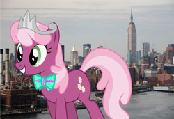 Size: 4352x2976 | Tagged: safe, artist:disneymarvel96, artist:silentmatten, edit, cheerilee, pony, bowtie, crown, enchanted, irl, jewelry, new york city, photo, ponies in real life, regalia, tiara, vector, vector edit