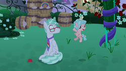 Size: 1920x1080 | Tagged: safe, screencap, cozy glow, feather flatterfly, pegasus, pony, the summer sun setback, barrel, flower, rose