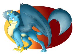 Size: 1024x760 | Tagged: safe, alternate version, artist:mapleicious, artist:mapleiciousmlp, gallus, griffon, abstract background, male, solo, speedpaint available
