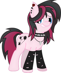 Size: 1812x2155 | Tagged: safe, artist:soulakai41, oc, oc:xena, earth pony, pony, choker, female, leg warmers, mare, simple background, solo, spiked choker, transparent background