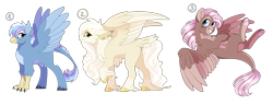 Size: 6500x2500 | Tagged: safe, artist:gigason, oc, oc only, hippogriff, hybrid, female, high res, interspecies offspring, magical lesbian spawn, offspring, parent:gilda, parent:pinkie pie, parent:rainbow dash, parents:gildapie, parents:gildash, simple background, tail feathers, transparent background