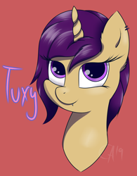 Size: 1828x2344 | Tagged: safe, artist:lux-arume, oc, oc only, oc:tuxy, pony, unicorn, bust, commission, female, mare, solo