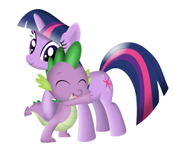 Size: 972x822 | Tagged: safe, artist:tgolyi, spike, twilight sparkle, unicorn twilight, dragon, pony, unicorn, cute, female, hug, male, mare, show accurate, simple background, spikelove, transparent background