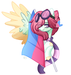 Size: 776x820 | Tagged: safe, artist:sugaryicecreammlp, oc, oc:celestial star, pegasus, pony, base used, bust, clothes, colored hooves, colored wings, female, mare, multicolored wings, portrait, pride, pride flag, pride month, scarf, simple background, solo, straight pride, straight pride flag, transparent background, wings