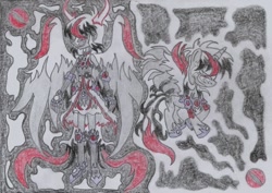 Size: 1748x1235 | Tagged: safe, artist:nephilim rider, oc, oc:heaven lost, pony, nephilim, traditional art, transformation