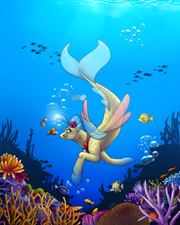 Size: 1600x2000 | Tagged: safe, artist:norica-official, princess skystar, fish, seapony (g4), my little pony: the movie, female, smiling, swimming, underwater