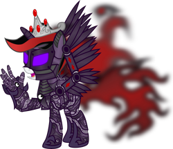 Size: 9009x7777 | Tagged: safe, artist:lincolnbrewsterfan, oc, oc:blackjack, alicorn, pony, unicorn, fallout equestria, fallout equestria: project horizons, absurd resolution, cognitum, cognitum blackjack, cyberpunk, eclipse, face mask, fanfic art, glowing eyes, level 6 (cognitum) (project horizons), lunar eclipse, mane of fire, moonlight eclipse (project horizons), simple background, smiling, transparent background, vector